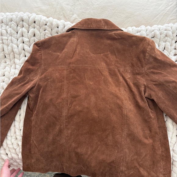 Wilsons Leather Brown Suede Button-Front Jacket - Picture 4 of 5